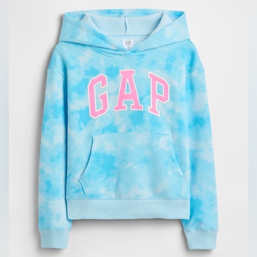 GAP Kids Blue Tie-Dye Hoodie with Pink Logo size M(8)